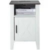 Vevor kaimiško stiliaus baltas naktinis staliukas su USB
