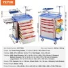VEVOR Mobilus medicininis vežimėlis su 5 stalčiais ir 2 šiukšlių dėžėmis