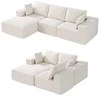 Vevor Modulinis kampinis sofa su gultu ir pagalve smėlio spalvos
