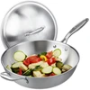 Relaxdays Nerūdijančio plieno wok keptuvė su dangčiu