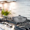 Relaxdays Nerūdijančio plieno wok keptuvė su stikliniu dangčiu