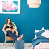 Relaxdays Petrolinis pufas su daiktadėže