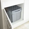 Relaxdays Pilkas įmontuojamas atliekų rūšiavimo konteineris 2x20L