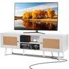 TV staliukas Vevor Rataninė televizoriaus spintelė 65" TV su lizdu