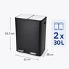 Relaxdays 2x30 l nerūdijančio plieno šiukšliadėžė