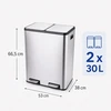 Relaxdays 2x30L nerūdijančio plieno šiukšliadėžė