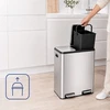 Relaxdays 2x30L nerūdijančio plieno šiukšliadėžė