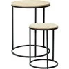 Home Styling Collection Rinkinys: 2 kavos staleliai su mediniu stalviršiu