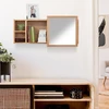 Relaxdays Sieninė lentyna su veidrodžiu iš riešutmedžio