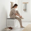 Relaxdays Skalbinių taburetė, riešutmedžio mediena