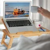 Relaxdays Sulankstomas bambukinis nešiojamojo kompiuterio stovas