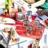 Lauko baldų komplektas Relaxdays Sulankstomas sodo baldų komplektas baltas