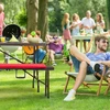 Relaxdays Sulankstomas sodo stalas su medžio imitacija