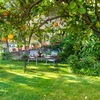 Relaxdays Sulankstomas sodo stalas su medžio imitacija