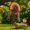 Relaxdays Vaivorykštės piñatos rinkinys su lazda ir kauke