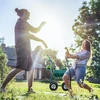 Relaxdays Žalias 4 ratų žarnos vežimėlis