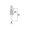 Arch pointed nose rotary burr G 12x25