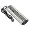 Desk extension cable angled 3x UK socket, 2xUSB 2.1A 5V (sidabrinis) ENGLISH VERSION