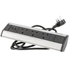 Desk extension cable angled 3x UK socket, 2xUSB 2.1A 5V (sidabrinis) WITHOUT LOGO