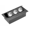 Furniture socket, 3xSHUKO, cable 1.5 m, juodas