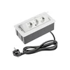 Furniture socket SOFT, 3xSHUKO, cable 1.5 m, baltas
