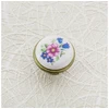 Porcelain knob J4 antique brass R-pink flower