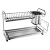 Self-standing two tier dish rack with organizer (inox)