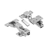 Twin hinge with eccentric adjustment of arm and roller, clip on, without euro screws