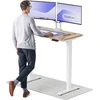 Elektrinis reguliuojamo aukščio stalas Desktronic HomePro Bambukas/Baltas, 120x60cm, Dvigubas motoras, USB ir USB-C įkrovimo lizdai