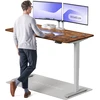 Elektrinis reguliuojamo aukščio stalas Desktronic HomePro Riešutmedžio masyvas/Pilkas, 160x80cm, Dvigubas motoras, USB ir USB-C įkrovimo lizdai