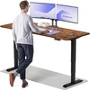 Elektrinis reguliuojamo aukščio stalas Desktronic HomePro Riešutmedžio masyvas/Juodas, 200x80cm, Dvigubas motoras, USB ir USB-C įkrovimo lizdai