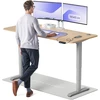 Elektrinis reguliuojamo aukščio stalas Desktronic HomePro Bambukas/Pilkas, 180x80cm, Dvigubas motoras, USB ir USB-C įkrovimo lizdai