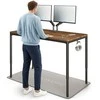 Elektrinis Reguliuojamo Aukščio Stalas Desktronic HomeMax Juodas/Riešutmedis, 160x80cm, Keturi varikliai, Magnetinis kabelių laikiklis