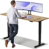 Elektrinis reguliuojamo aukščio stalas Desktronic HomePro Ąžuolo masyvas/Juodas, 200x80cm, Dvigubas motoras, USB ir USB-C įkrovimo lizdai