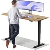 Elektrinis reguliuojamo aukščio stalas Desktronic HomePro Ąžuolo masyvas/Juodas, 180x80cm, Dvigubas motoras, USB ir USB-C įkrovimo lizdai