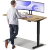 Elektrinis reguliuojamo aukščio stalas Desktronic HomePro Ąžuolo masyvas/Juodas, 160x80cm, Dvigubas motoras, USB ir USB-C įkrovimo lizdai