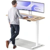 Elektrinis reguliuojamo aukščio stalas Desktronic HomePro Bambukas/Baltas, 140x70cm, Dvigubas motoras, USB ir USB-C įkrovimo lizdai