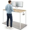 Elektrinis Reguliuojamo Aukščio Stalas Desktronic HomeMax Baltas/Bambukas, 160x80cm, Keturi varikliai, Magnetinis kabelių laikiklis