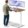 Elektrinis reguliuojamo aukščio stalas Desktronic HomeOne Baltas/Riešutmedis, 140x70cm, Dvigubas motoras, USB ir USB-C įkrovimo lizdai