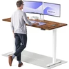 Elektrinis reguliuojamo aukščio stalas Desktronic HomePro Riešutmedžio masyvas/Baltas, 180x80cm, Dvigubas motoras, USB ir USB-C įkrovimo lizdai