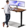 Elektrinis reguliuojamo aukščio stalas Desktronic HomePro Riešutmedžio masyvas/Juodas, 160x80cm, Dvigubas motoras, USB ir USB-C įkrovimo lizdai