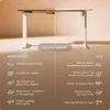 Elektrinis reguliuojamo aukščio stalas Desktronic HomePro Riešutmedžio masyvas/Baltas, 160x80cm, Dvigubas motoras, USB ir USB-C įkrovimo lizdai