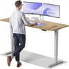 Elektrinis reguliuojamo aukščio stalas Desktronic HomePro Ąžuolo masyvas/Pilkas, 200x80cm, Dvigubas motoras, USB ir USB-C įkrovimo lizdai