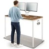 Elektrinis Reguliuojamo Aukščio Stalas Desktronic HomeMax Baltas/Riešutmedis, 160x80cm, Keturi varikliai, Magnetinis kabelių laikiklis