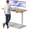 Elektrinis reguliuojamo aukščio stalas Desktronic HomePro Ąžuolo masyvas/Pilkas, 160x80cm, Dvigubas motoras, USB ir USB-C įkrovimo lizdai