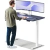 Elektrinis reguliuojamo aukščio stalas Desktronic HomeOne Baltas/Mėlynas, 140x70cm, Dvigubas motoras, USB ir USB-C įkrovimo lizdai
