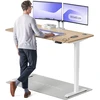 Elektrinis reguliuojamo aukščio stalas Desktronic HomePro Bambukas/Baltas, 160x80cm, Dvigubas motoras, USB ir USB-C įkrovimo lizdai