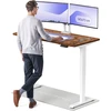 Elektrinis reguliuojamo aukščio stalas Desktronic HomePro Riešutmedžio masyvas/Baltas, 140x70cm, Dvigubas motoras, USB ir USB-C įkrovimo lizdai