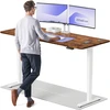 Elektrinis reguliuojamo aukščio stalas Desktronic HomePro Riešutmedžio masyvas/Baltas, 200x80cm, Dvigubas motoras, USB ir USB-C įkrovimo lizdai
