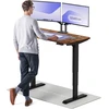 Elektrinis reguliuojamo aukščio stalas Desktronic HomePro Riešutmedžio masyvas/Juodas, 120x60cm, Dvigubas motoras, USB ir USB-C įkrovimo lizdai